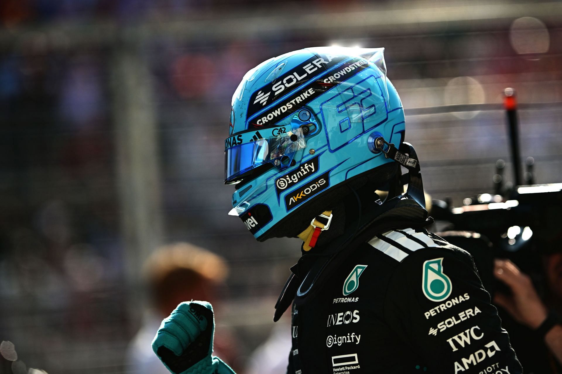George Russell after clinching pole position for the 2025 F1 Grand Prix of Canada - Source: Getty